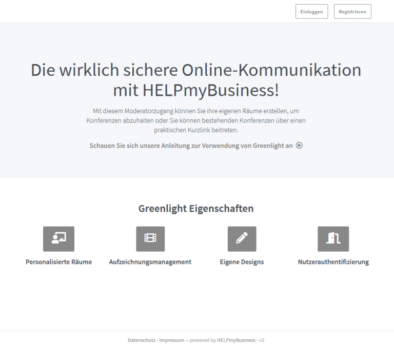 BigBlueButton GreenLight Startseite
